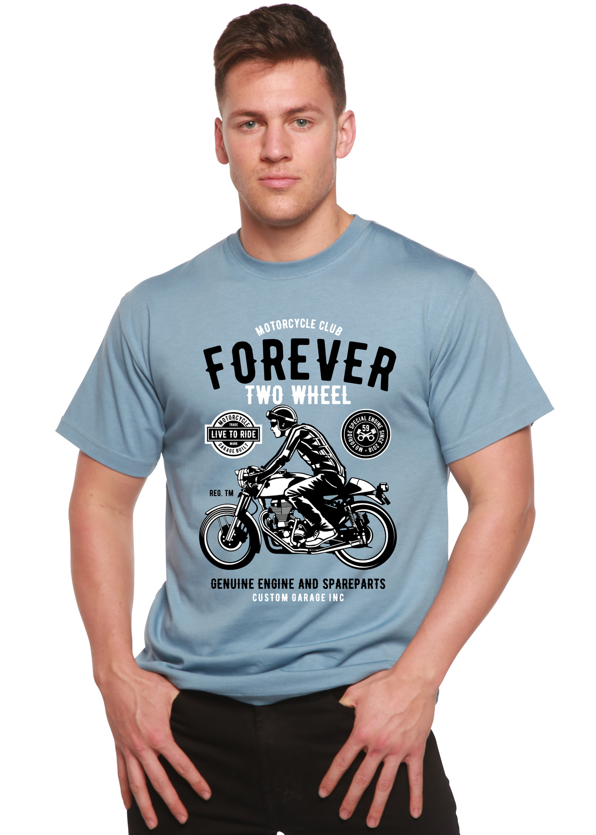 Forever Two Wheel Men's Bamboo Viscose/Organic Cotton Short Sleeve Graphic T-Shirt