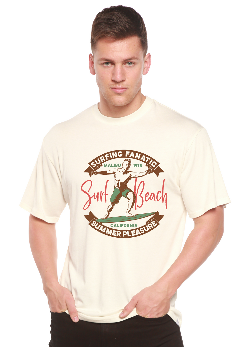 Surf Beach Men's Bamboo Viscose/Organic Cotton Short Sleeve Graphic T-Shirt