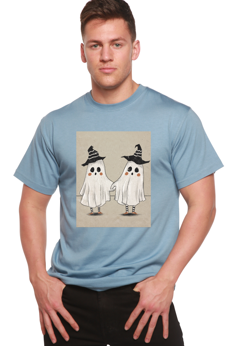 Cute Ghost Men's Bamboo Viscose/Organic Cotton Short Sleeve Graphic T-Shirt
