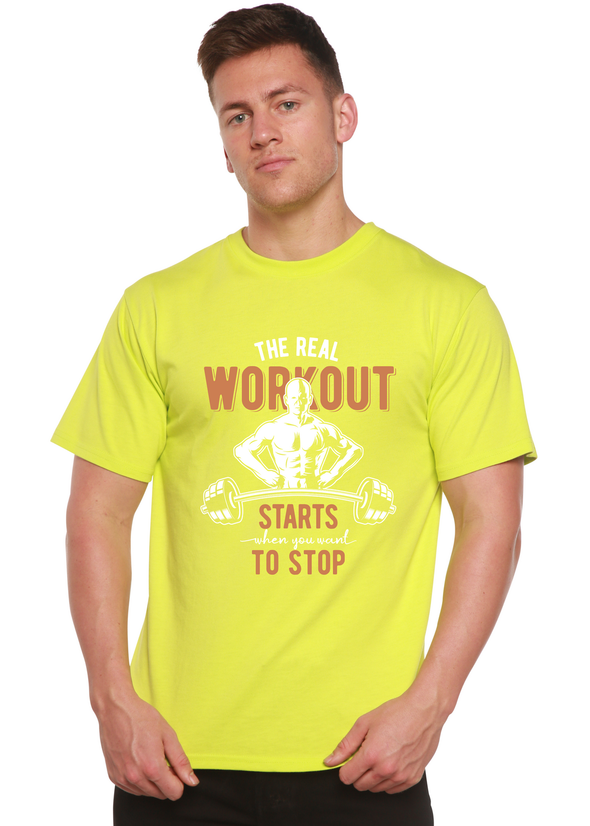 The Real Workout Men's Bamboo Viscose/Organic Cotton Short Sleeve Graphic T-Shirt