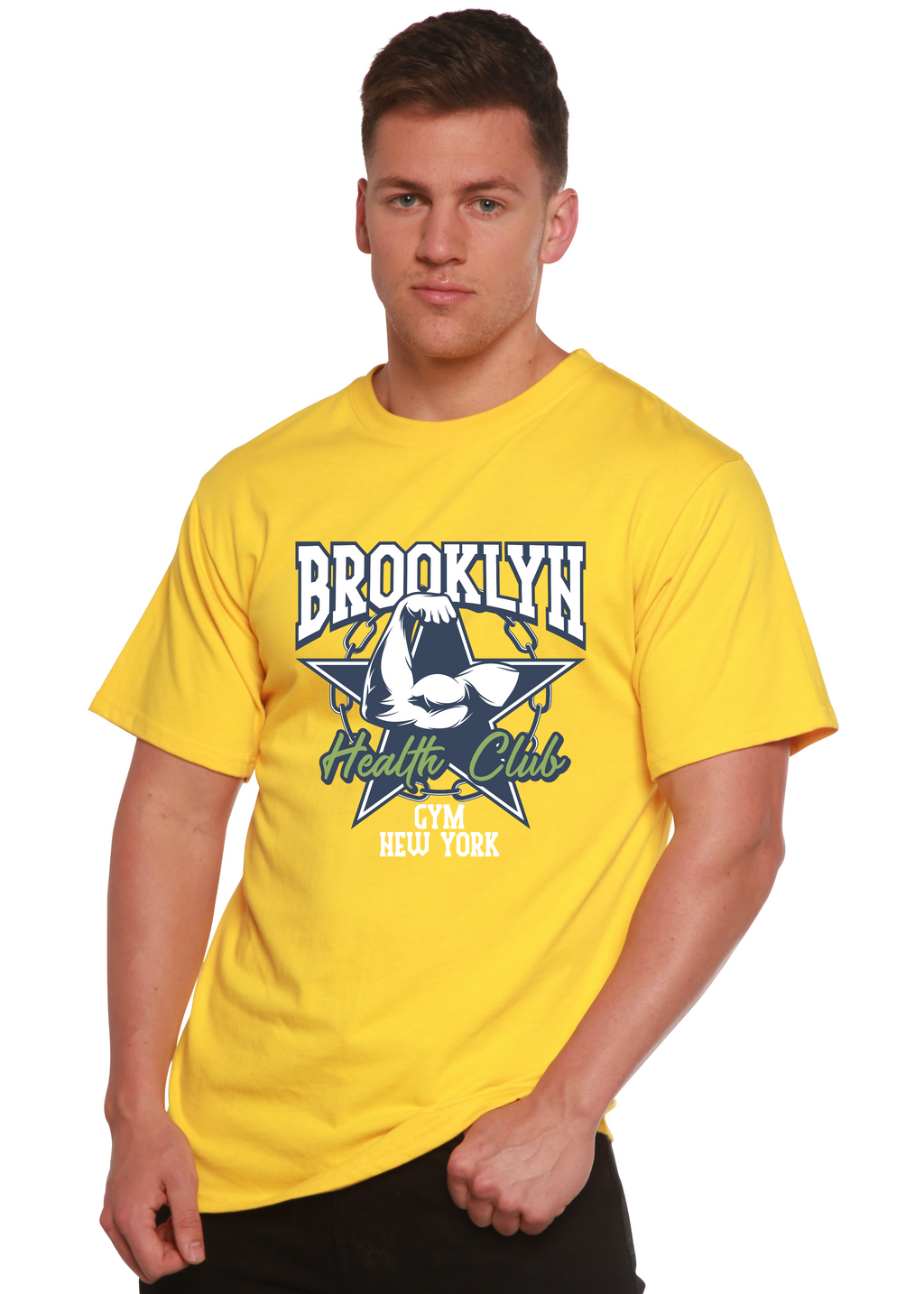 Brooklyn Health Club Men's Bamboo Viscose/Organic Cotton Short Sleeve Graphic T-Shirt