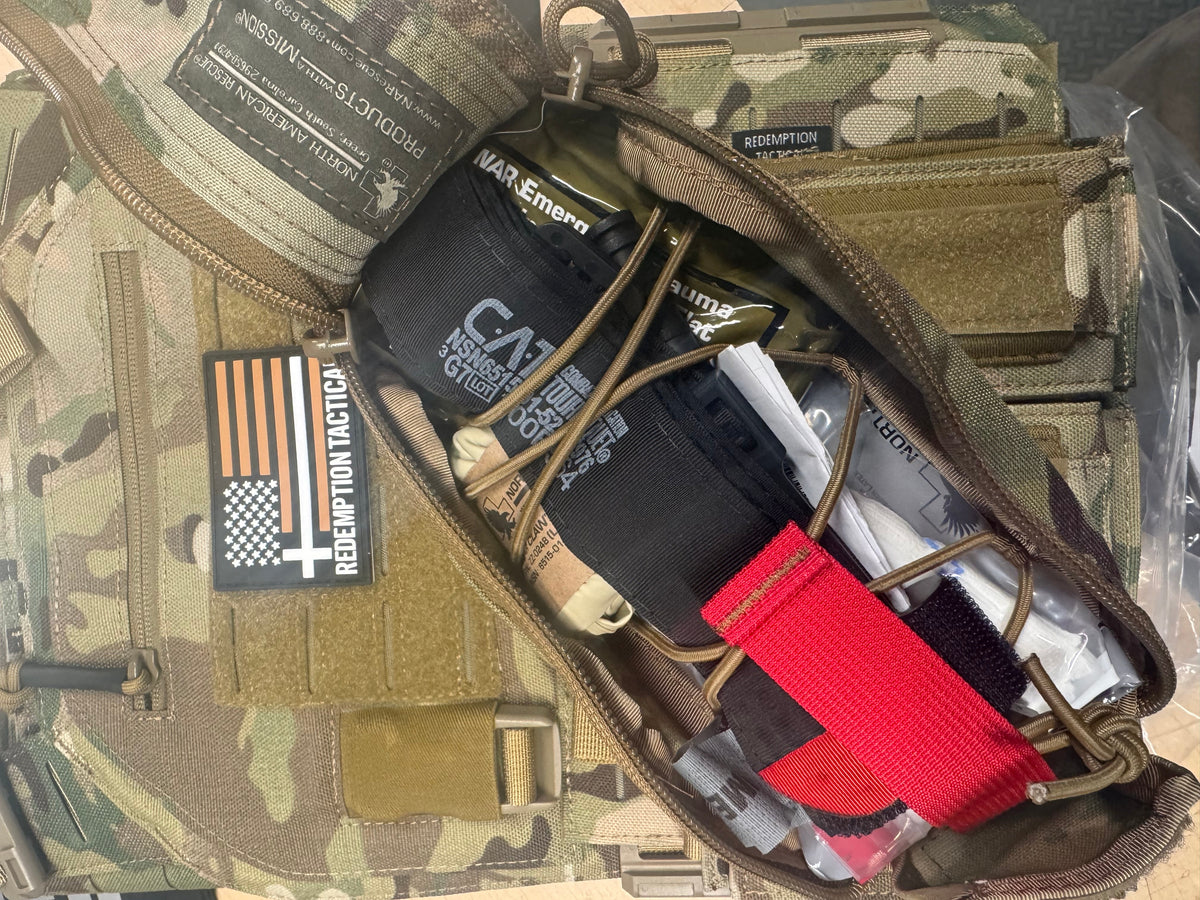 Redemption Tactical Crusader 2.0® l St. Michael FULL ARMOR KIT COMBO PACKAGE with Crusader 2.0 +IFAK Medical Kit + LEVEL IV  (2) 10x12 Front/Back Plates (2) 6x6 Side Plates (Level IV Ceramic)