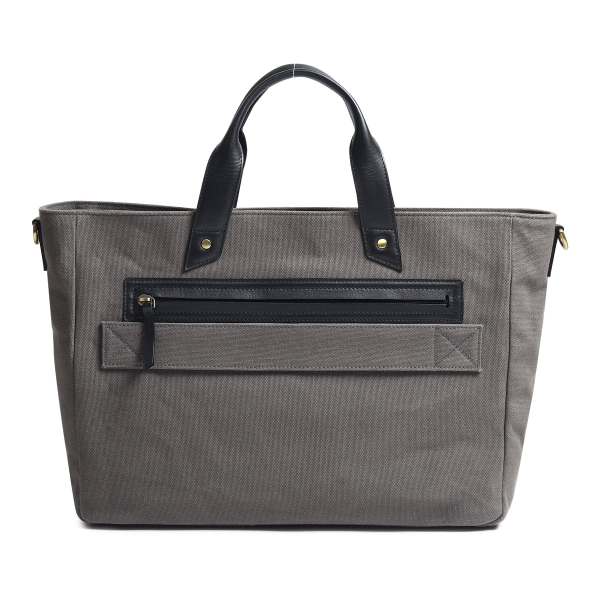 Voyager Canvas Leather Briefcase, Gray